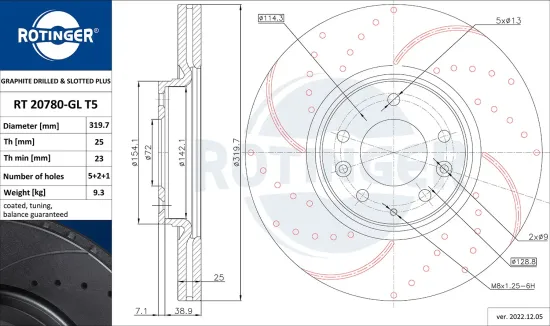 Bremsscheibe Vorderachse ROTINGER RT 20780-GL T5 Bild Bremsscheibe Vorderachse ROTINGER RT 20780-GL T5