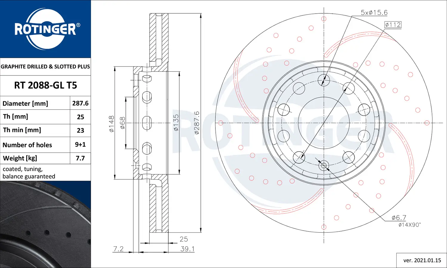 Bremsscheibe ROTINGER RT 2088-GL T5