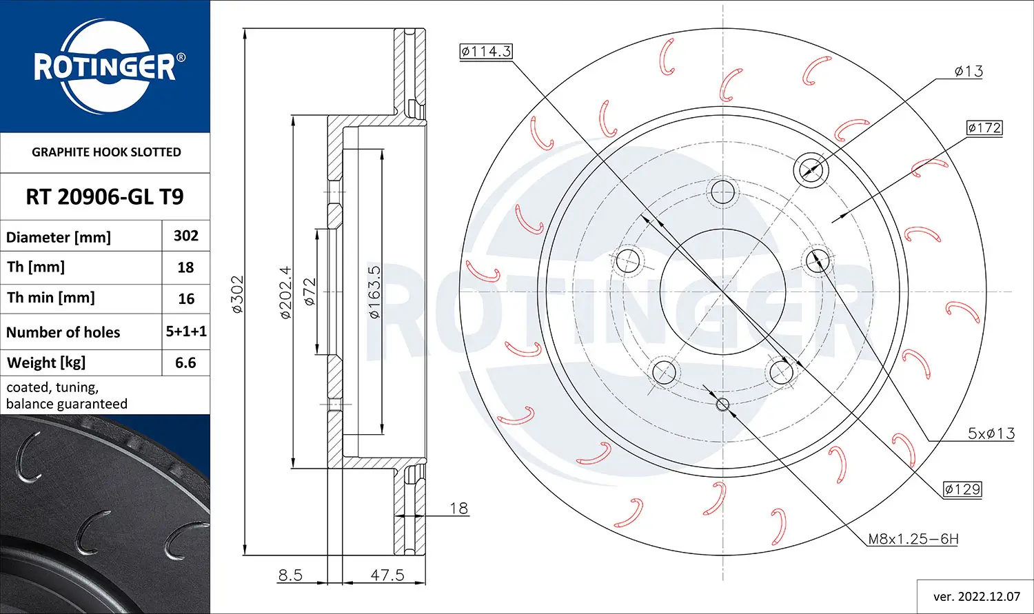 Bremsscheibe Hinterachse ROTINGER RT 20906-GL T9