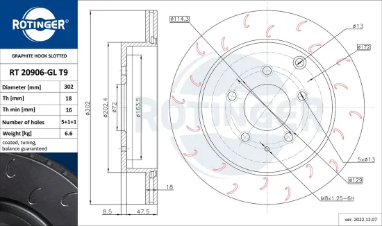 Bremsscheibe Hinterachse ROTINGER RT 20906-GL T9 Bild Bremsscheibe Hinterachse ROTINGER RT 20906-GL T9