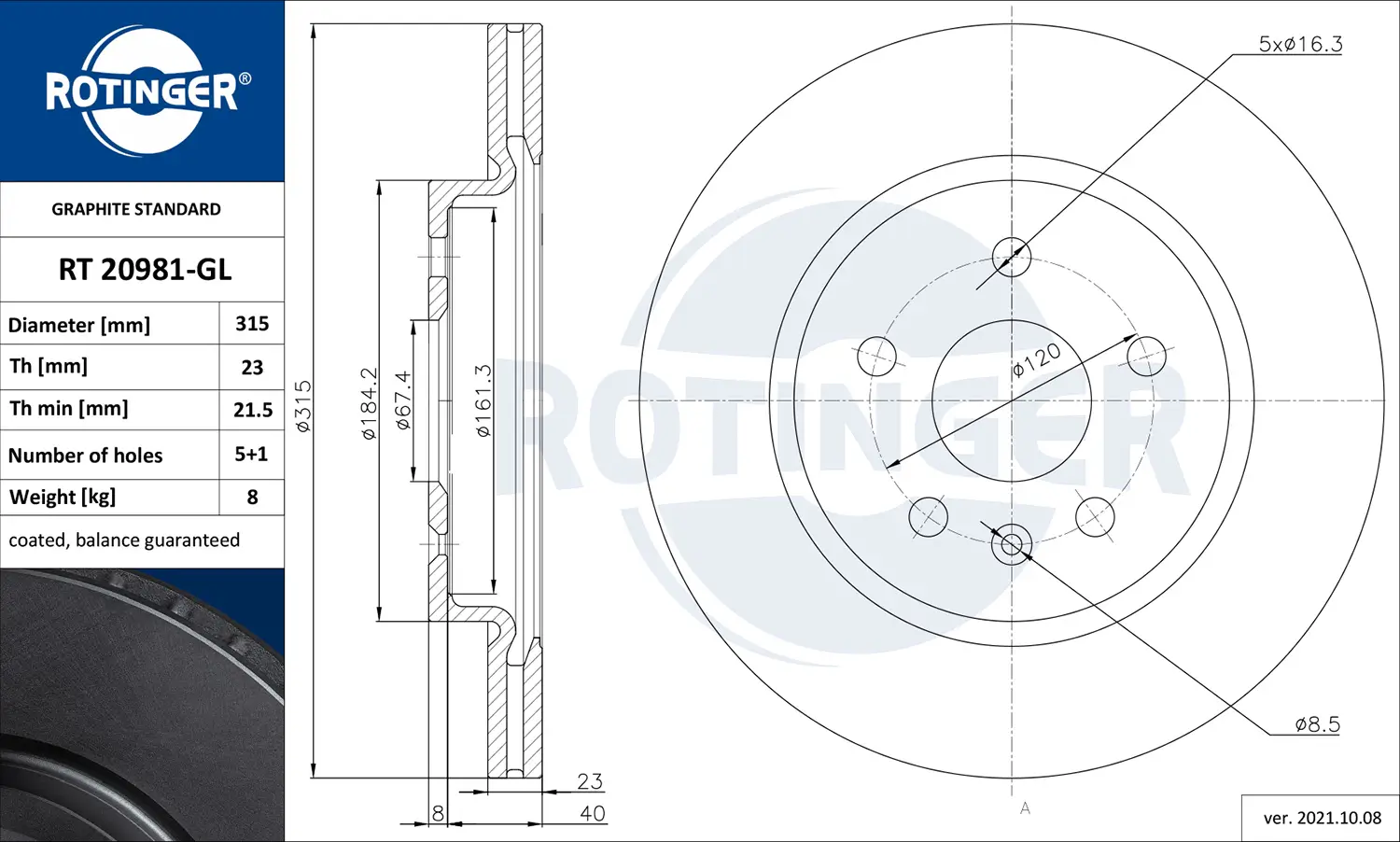Bremsscheibe Hinterachse ROTINGER RT 20981-GL