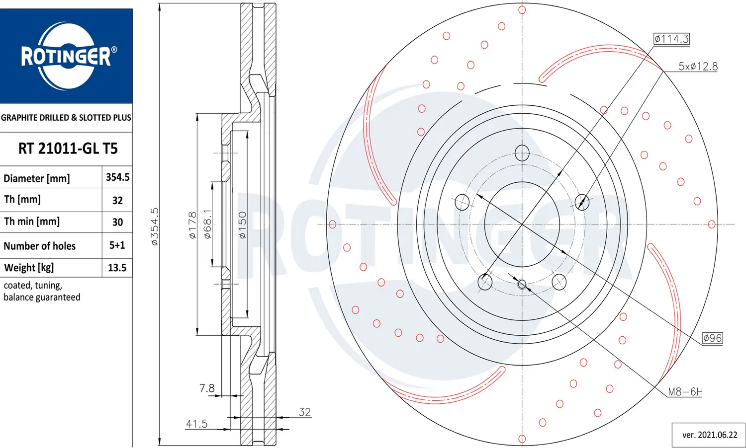 Bremsscheibe Vorderachse ROTINGER RT 21011-GL T5