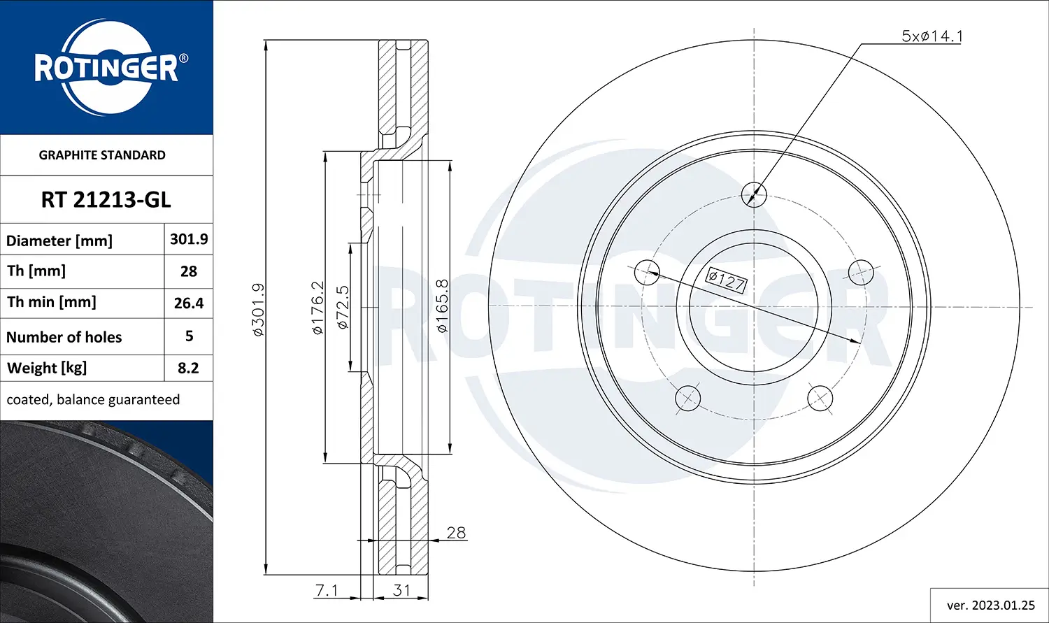 Bremsscheibe Vorderachse ROTINGER RT 21213-GL
