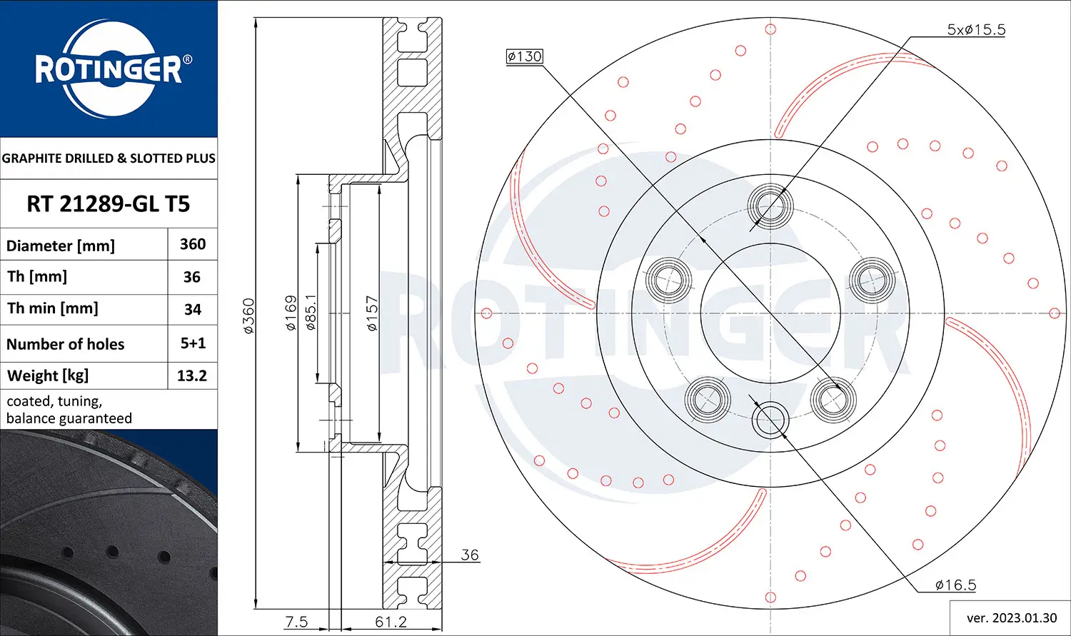 Bremsscheibe ROTINGER RT 21289-GL T5 Bild Bremsscheibe ROTINGER RT 21289-GL T5