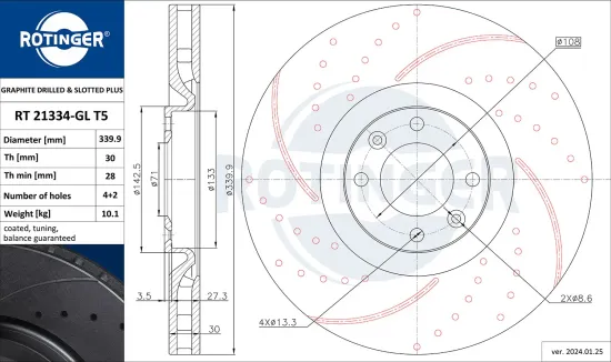 Bremsscheibe Vorderachse ROTINGER RT 21334-GL T5 Bild Bremsscheibe Vorderachse ROTINGER RT 21334-GL T5