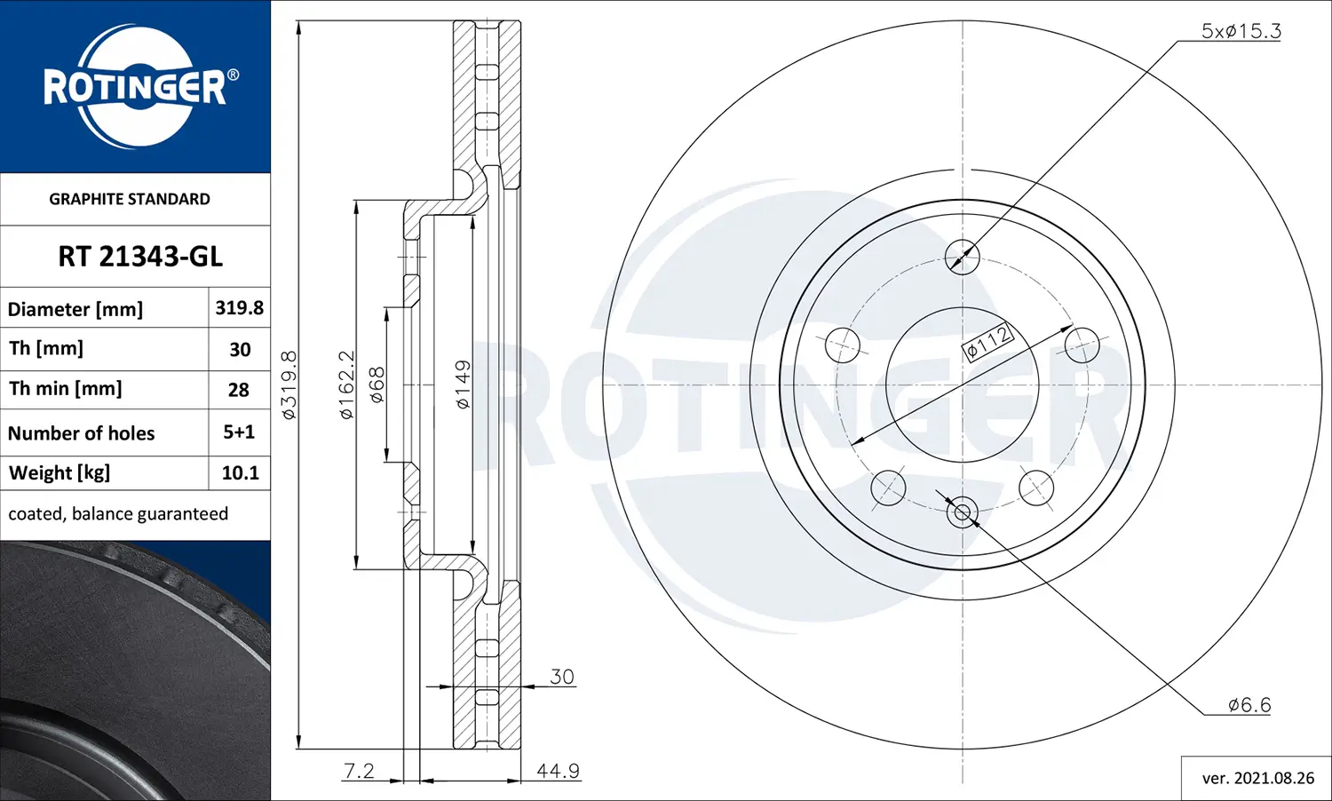 Bremsscheibe Vorderachse ROTINGER RT 21343-GL