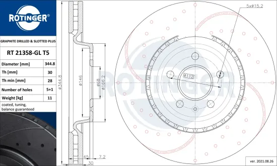 Bremsscheibe Vorderachse ROTINGER RT 21358-GL T5 Bild Bremsscheibe Vorderachse ROTINGER RT 21358-GL T5