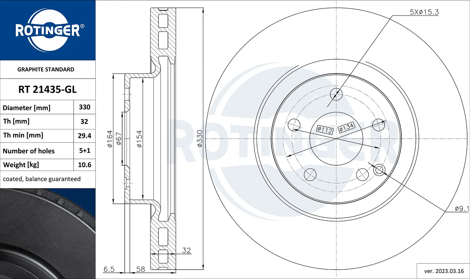 Bremsscheibe Vorderachse ROTINGER RT 21435-GL