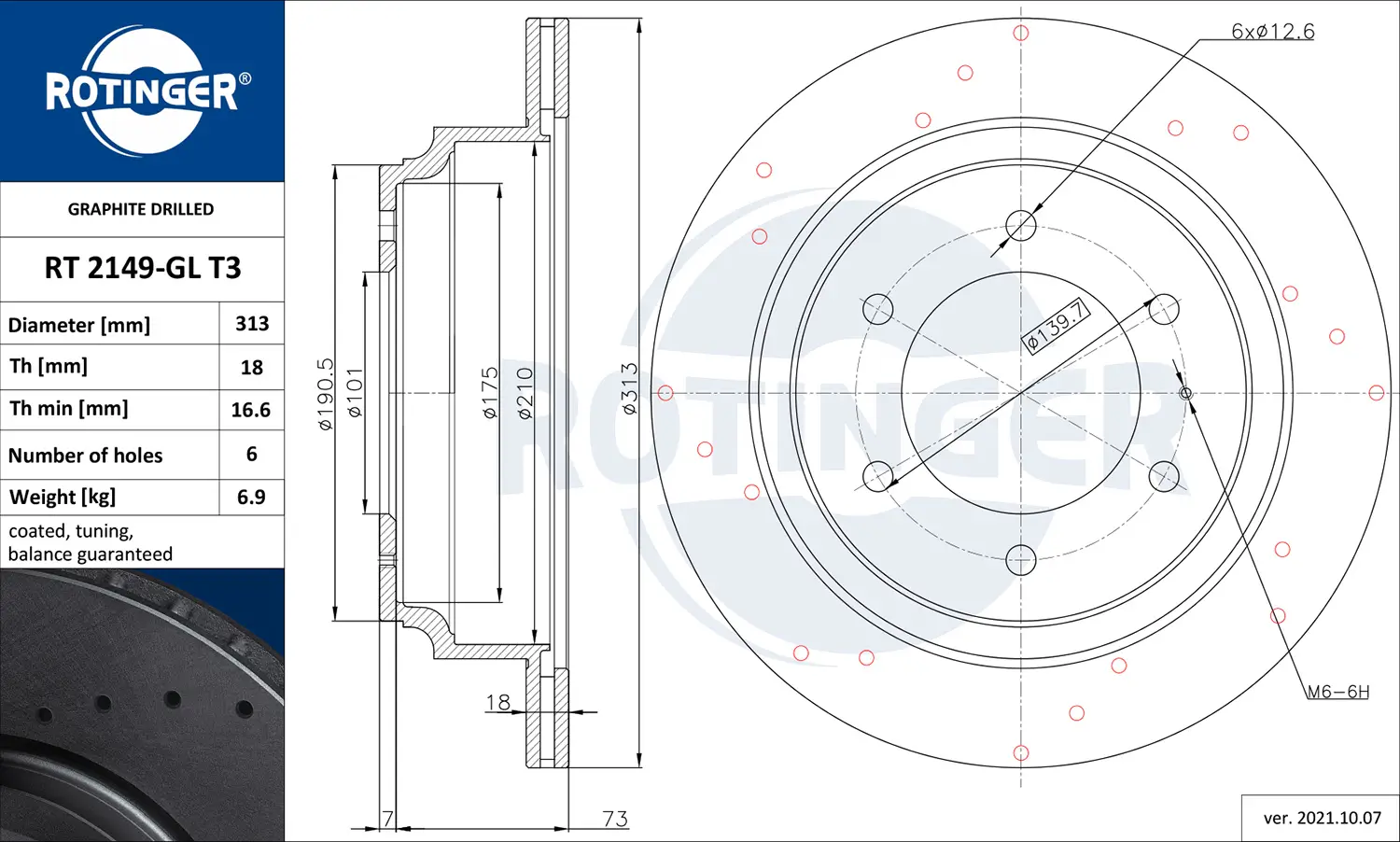 Bremsscheibe Hinterachse ROTINGER RT 2149-GL T3