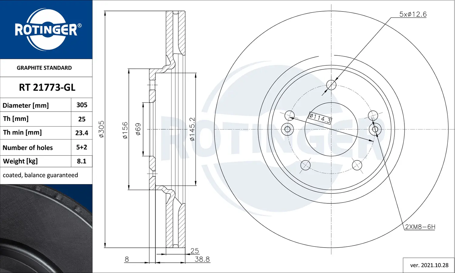 Bremsscheibe Vorderachse ROTINGER RT 21773-GL