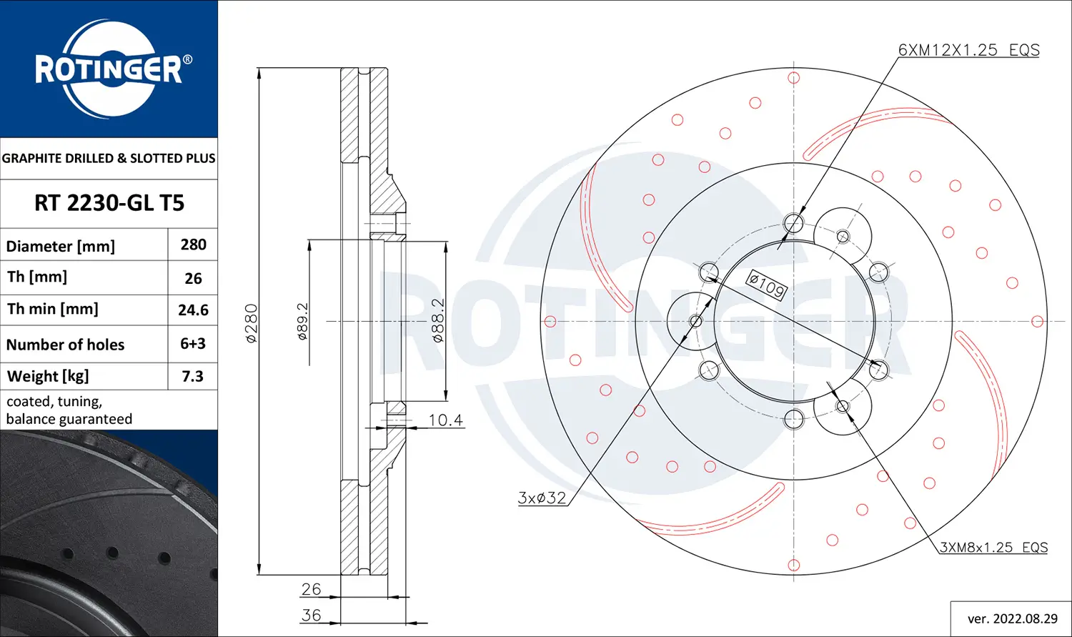 Bremsscheibe Vorderachse ROTINGER RT 2230-GL T5