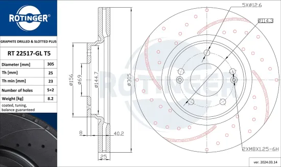 Bremsscheibe Vorderachse ROTINGER RT 22517-GL T5 Bild Bremsscheibe Vorderachse ROTINGER RT 22517-GL T5