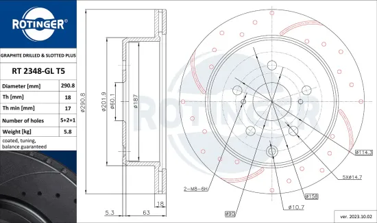 Bremsscheibe Hinterachse ROTINGER RT 2348-GL T5 Bild Bremsscheibe Hinterachse ROTINGER RT 2348-GL T5