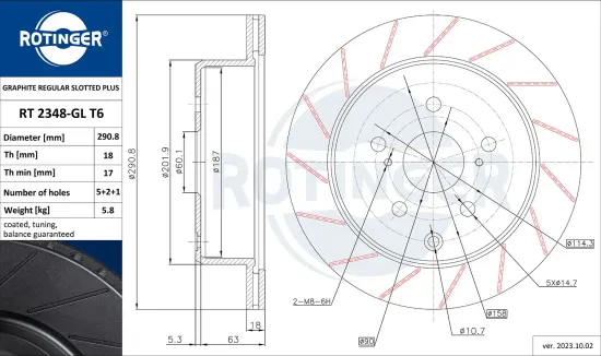 Bremsscheibe Hinterachse ROTINGER RT 2348-GL T6 Bild Bremsscheibe Hinterachse ROTINGER RT 2348-GL T6