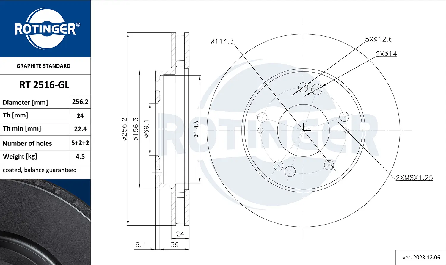 Bremsscheibe Vorderachse ROTINGER RT 2516-GL