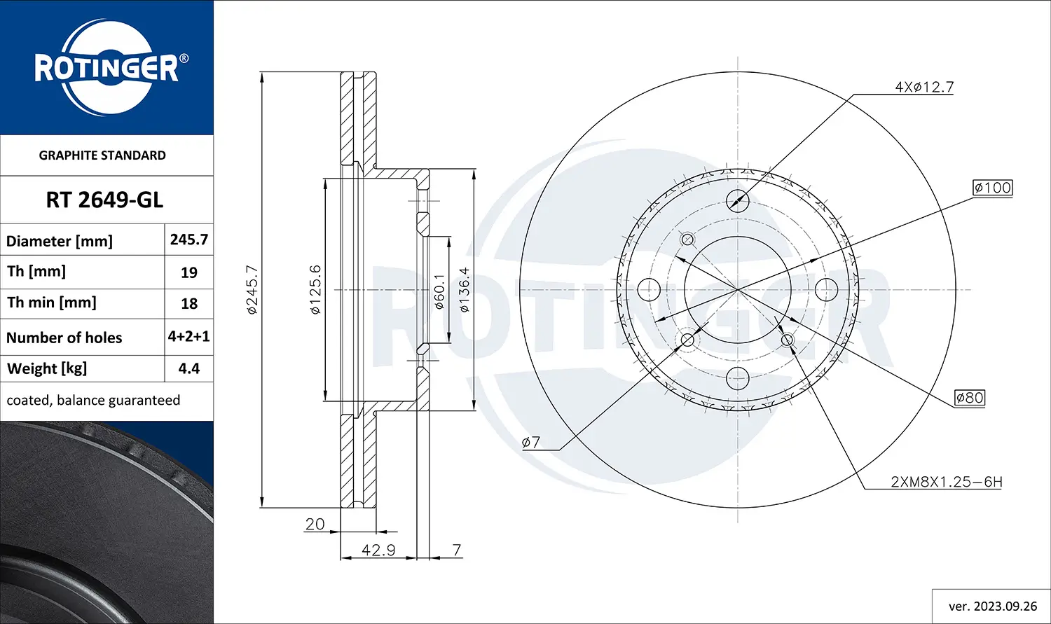 Bremsscheibe Vorderachse ROTINGER RT 2649-GL