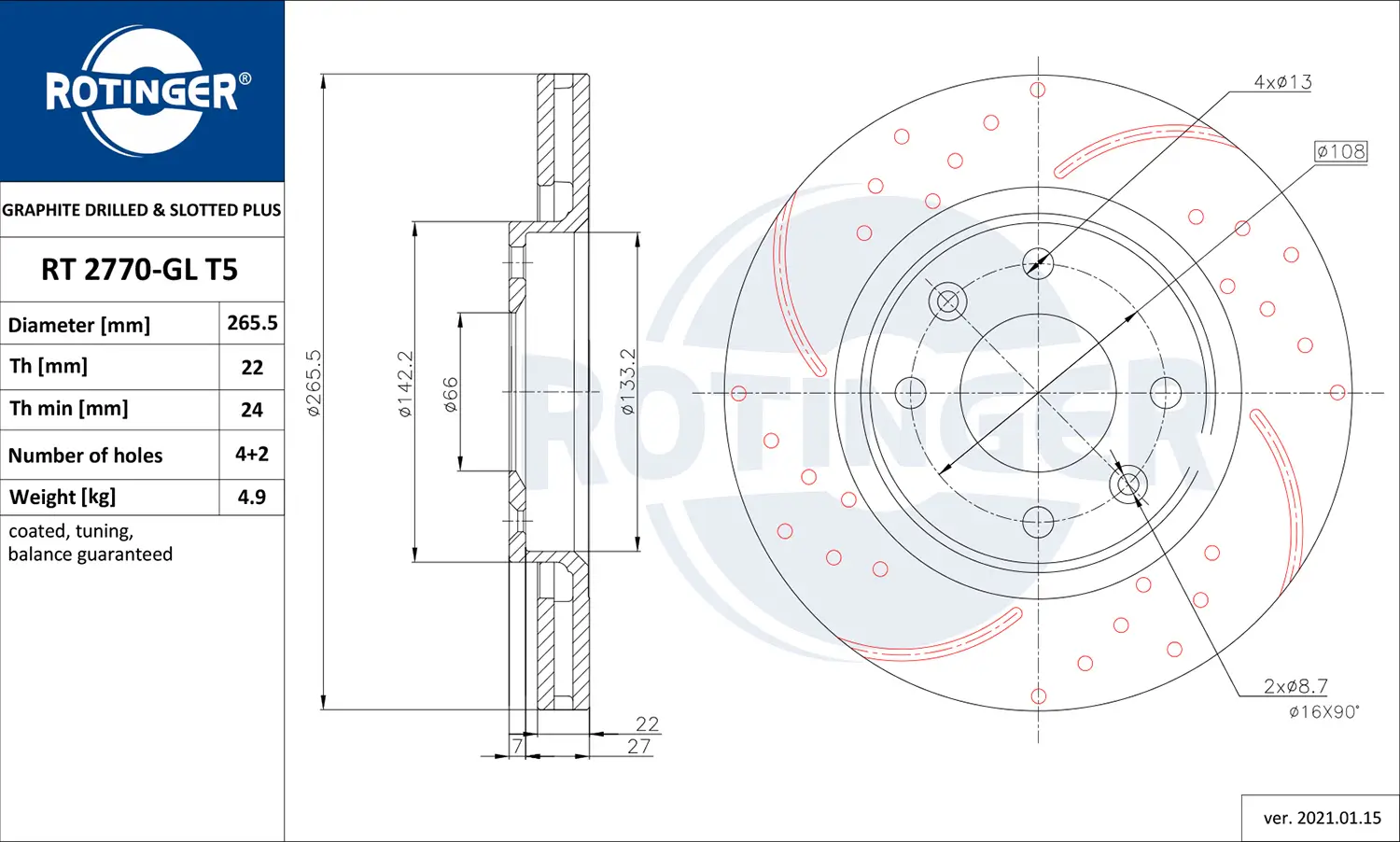 Bremsscheibe ROTINGER RT 2770-GL T5