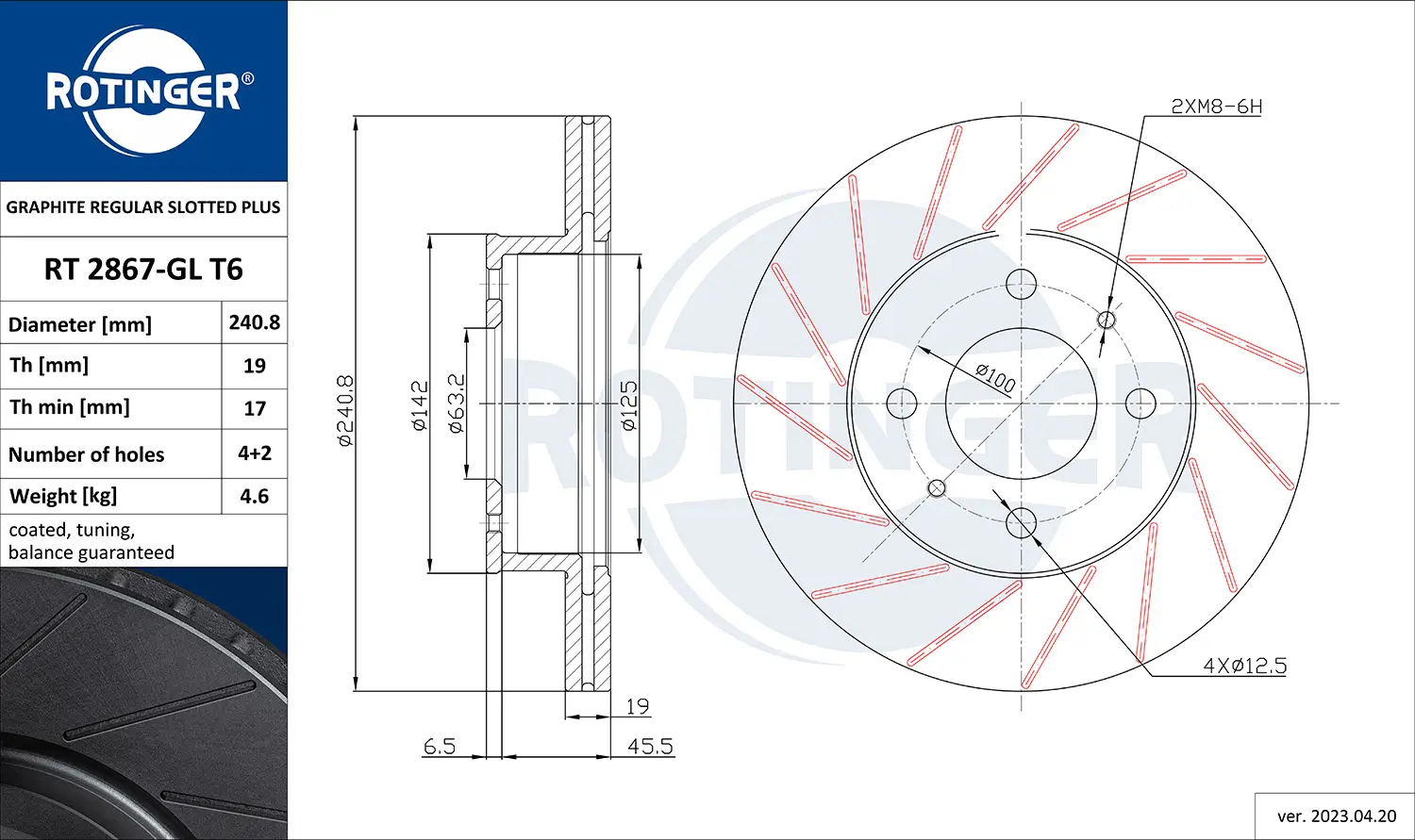 Bremsscheibe Vorderachse ROTINGER RT 2867-GL T6