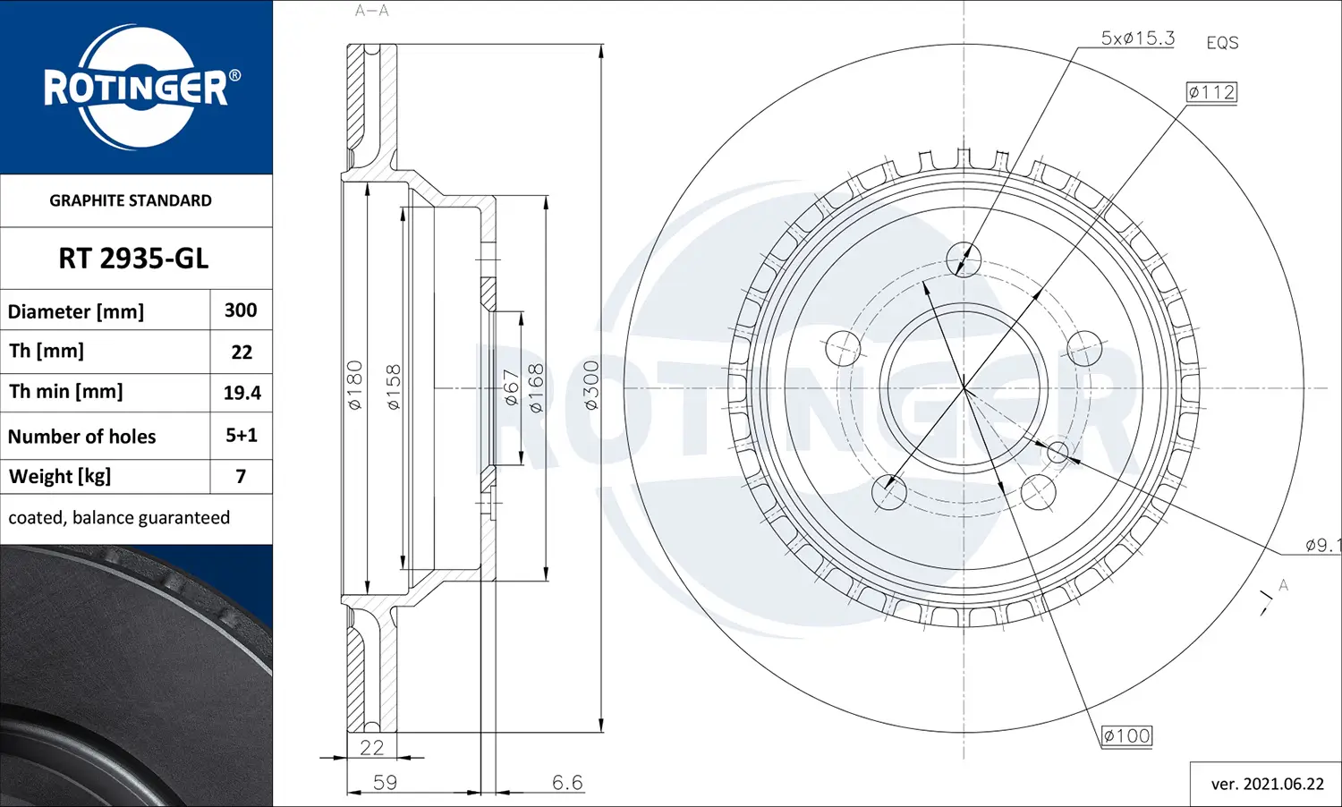 Bremsscheibe Hinterachse ROTINGER RT 2935-GL