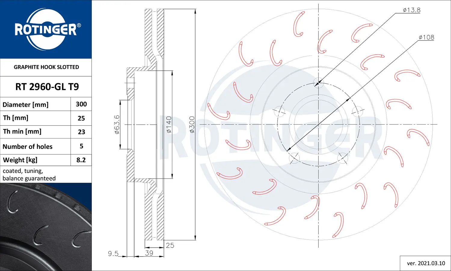 Bremsscheibe Vorderachse ROTINGER RT 2960-GL T9