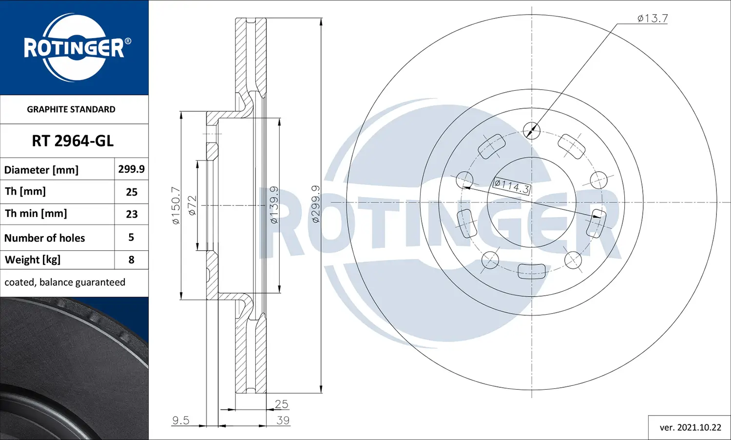 Bremsscheibe Vorderachse ROTINGER RT 2964-GL