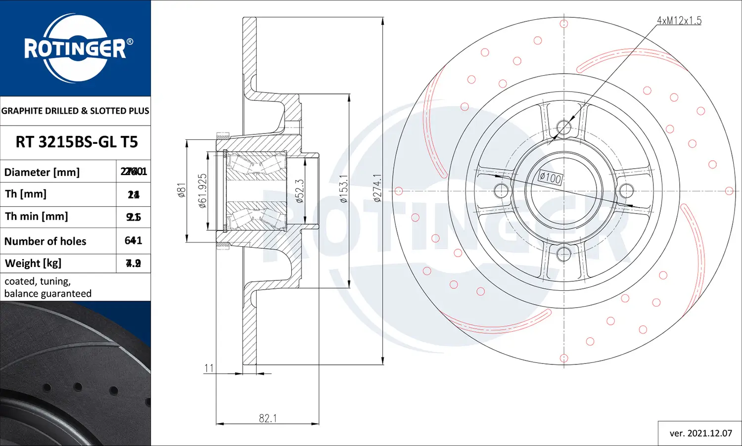 Bremsscheibe Hinterachse ROTINGER RT 3215BS-GL T5