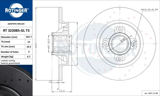 Bremsscheibe Hinterachse ROTINGER RT 3230BS-GL T3 Bild Bremsscheibe Hinterachse ROTINGER RT 3230BS-GL T3