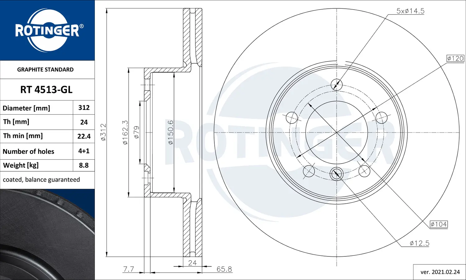 Bremsscheibe Vorderachse ROTINGER RT 4513-GL