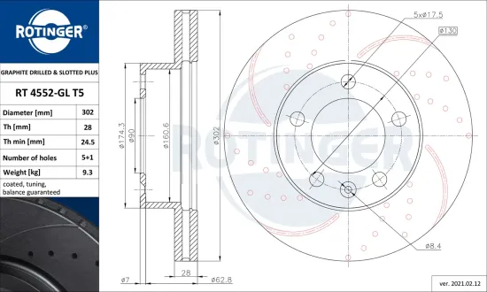 Bremsscheibe Vorderachse ROTINGER RT 4552-GL T5 Bild Bremsscheibe Vorderachse ROTINGER RT 4552-GL T5