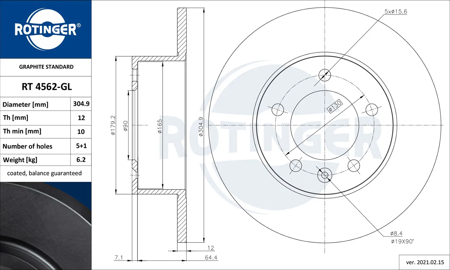 Bremsscheibe Hinterachse ROTINGER RT 4562-GL