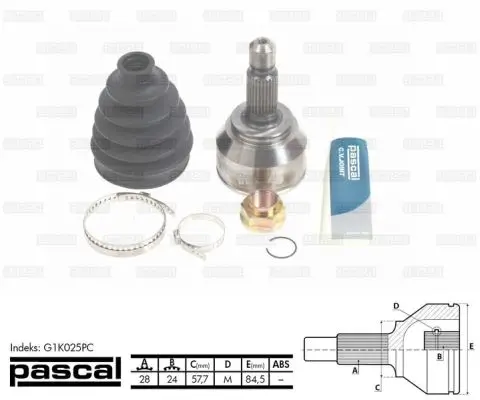 Gelenksatz, Antriebswelle radseitig PASCAL G1K025PC Bild Gelenksatz, Antriebswelle radseitig PASCAL G1K025PC