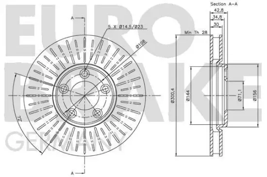 Bremsscheibe Vorderachse EUROBRAKE 5815201223 Bild Bremsscheibe Vorderachse EUROBRAKE 5815201223