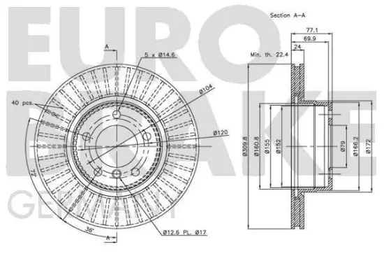 Bremsscheibe Vorderachse EUROBRAKE 5815201553 Bild Bremsscheibe Vorderachse EUROBRAKE 5815201553