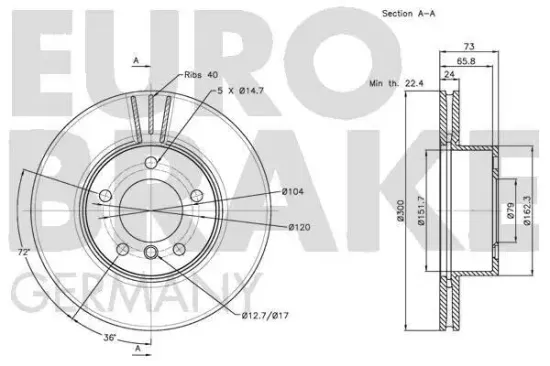 Bremsscheibe EUROBRAKE 5815201566 Bild Bremsscheibe EUROBRAKE 5815201566