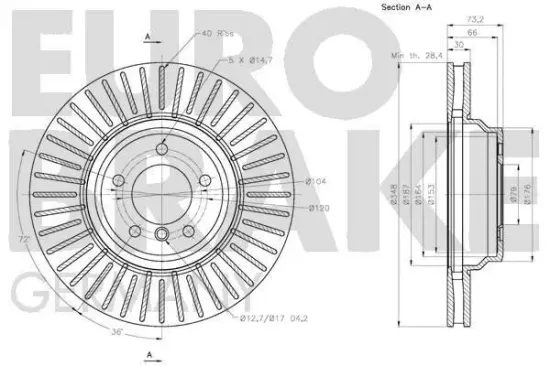 Bremsscheibe EUROBRAKE 5815201580 Bild Bremsscheibe EUROBRAKE 5815201580