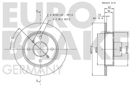 Bremsscheibe Hinterachse EUROBRAKE 5815202229 Bild Bremsscheibe Hinterachse EUROBRAKE 5815202229