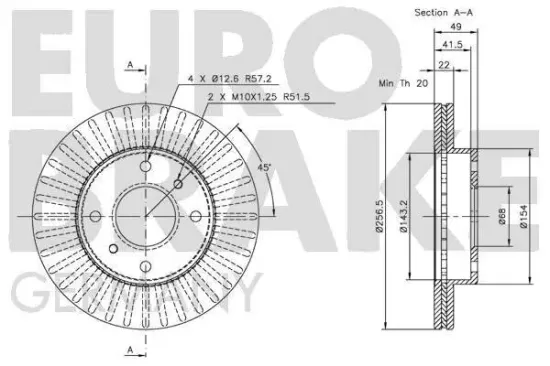 Bremsscheibe Vorderachse EUROBRAKE 5815202231 Bild Bremsscheibe Vorderachse EUROBRAKE 5815202231