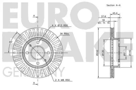 Bremsscheibe Vorderachse EUROBRAKE 5815202232 Bild Bremsscheibe Vorderachse EUROBRAKE 5815202232