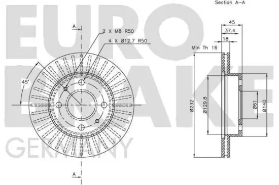 Bremsscheibe Vorderachse EUROBRAKE 5815202244 Bild Bremsscheibe Vorderachse EUROBRAKE 5815202244