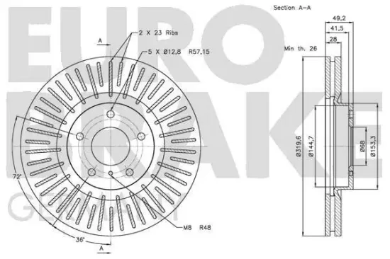 Bremsscheibe Vorderachse EUROBRAKE 5815202270 Bild Bremsscheibe Vorderachse EUROBRAKE 5815202270