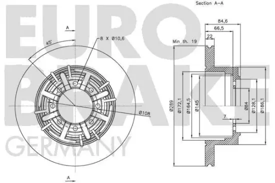 Bremsscheibe Hinterachse EUROBRAKE 5815202345 Bild Bremsscheibe Hinterachse EUROBRAKE 5815202345