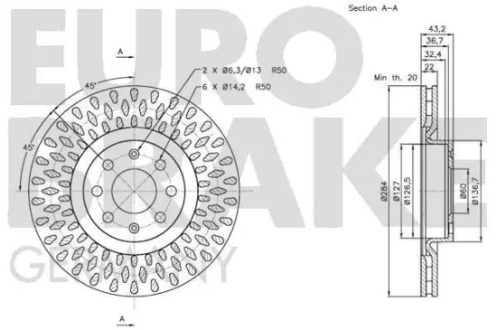 Bremsscheibe Vorderachse EUROBRAKE 5815202350 Bild Bremsscheibe Vorderachse EUROBRAKE 5815202350
