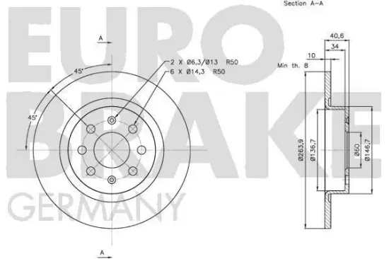 Bremsscheibe EUROBRAKE 5815202351 Bild Bremsscheibe EUROBRAKE 5815202351