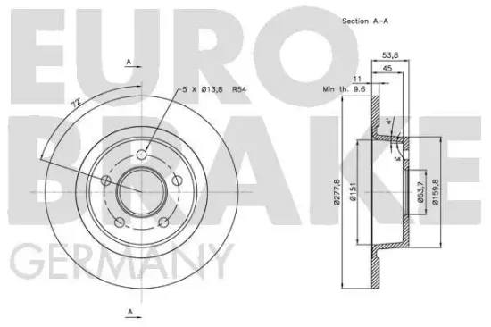Bremsscheibe Hinterachse EUROBRAKE 5815202564 Bild Bremsscheibe Hinterachse EUROBRAKE 5815202564