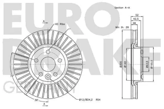 Bremsscheibe EUROBRAKE 5815202573 Bild Bremsscheibe EUROBRAKE 5815202573