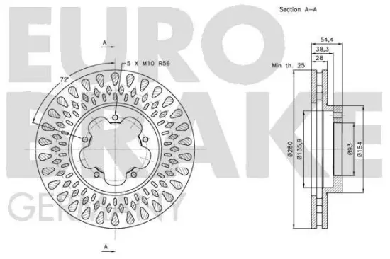 Bremsscheibe Vorderachse EUROBRAKE 5815202575 Bild Bremsscheibe Vorderachse EUROBRAKE 5815202575