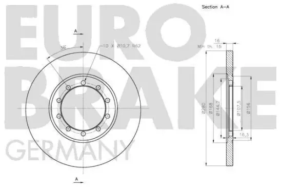 Bremsscheibe Hinterachse EUROBRAKE 5815202577 Bild Bremsscheibe Hinterachse EUROBRAKE 5815202577