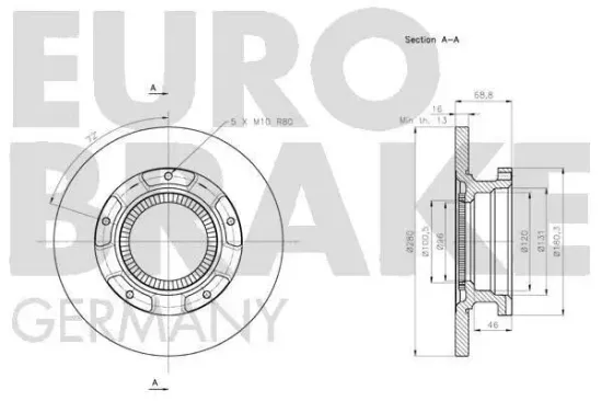 Bremsscheibe Hinterachse EUROBRAKE 5815202579 Bild Bremsscheibe Hinterachse EUROBRAKE 5815202579