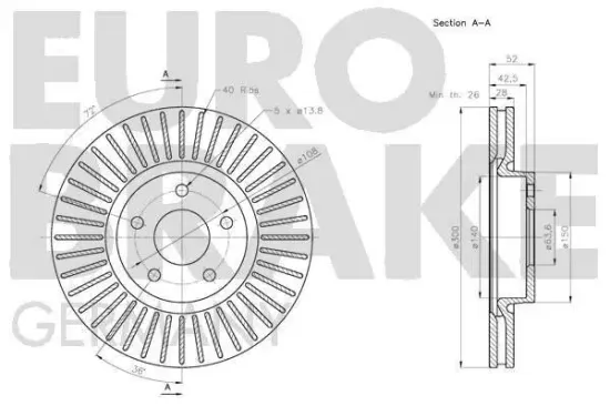 Bremsscheibe Vorderachse EUROBRAKE 5815202581 Bild Bremsscheibe Vorderachse EUROBRAKE 5815202581