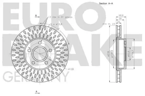 Bremsscheibe Vorderachse EUROBRAKE 5815202582 Bild Bremsscheibe Vorderachse EUROBRAKE 5815202582